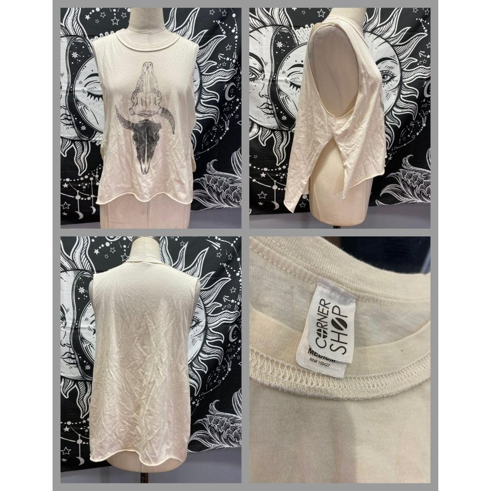 Corner Shop split side graphic sleeveless top Med